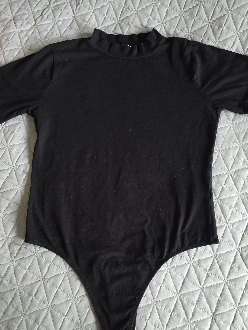 Fashion Nova Black Short Sleeve Mock Neck Bodysuit